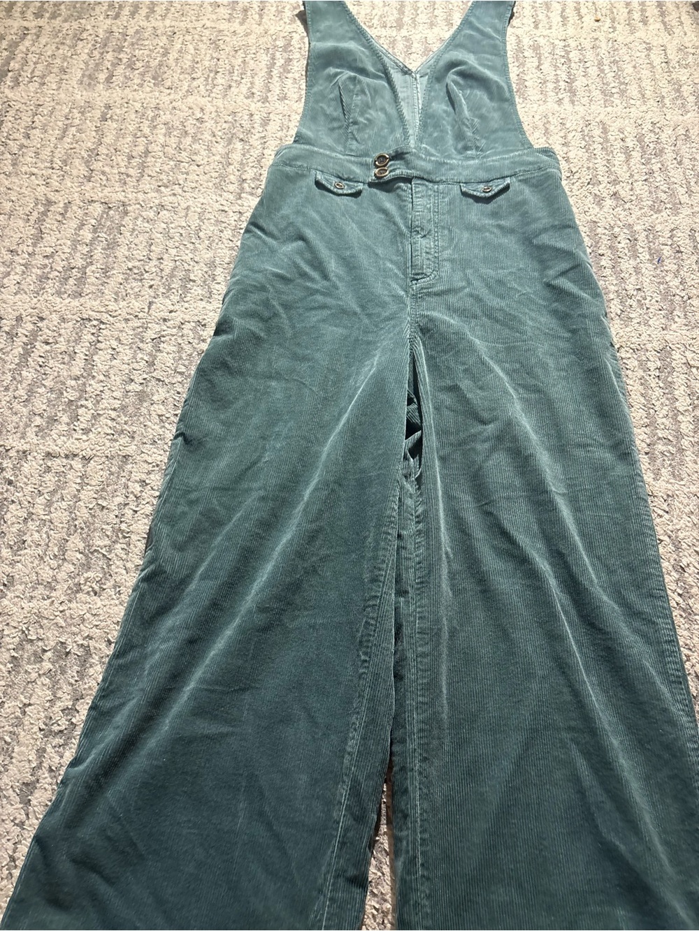 Pilcro Anthropologie green corduroy wide leg overalls jumpsuit size 28 - Picture 3 of 6